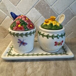 Portmeirion Floral Sugar and Creamer Set with Tray